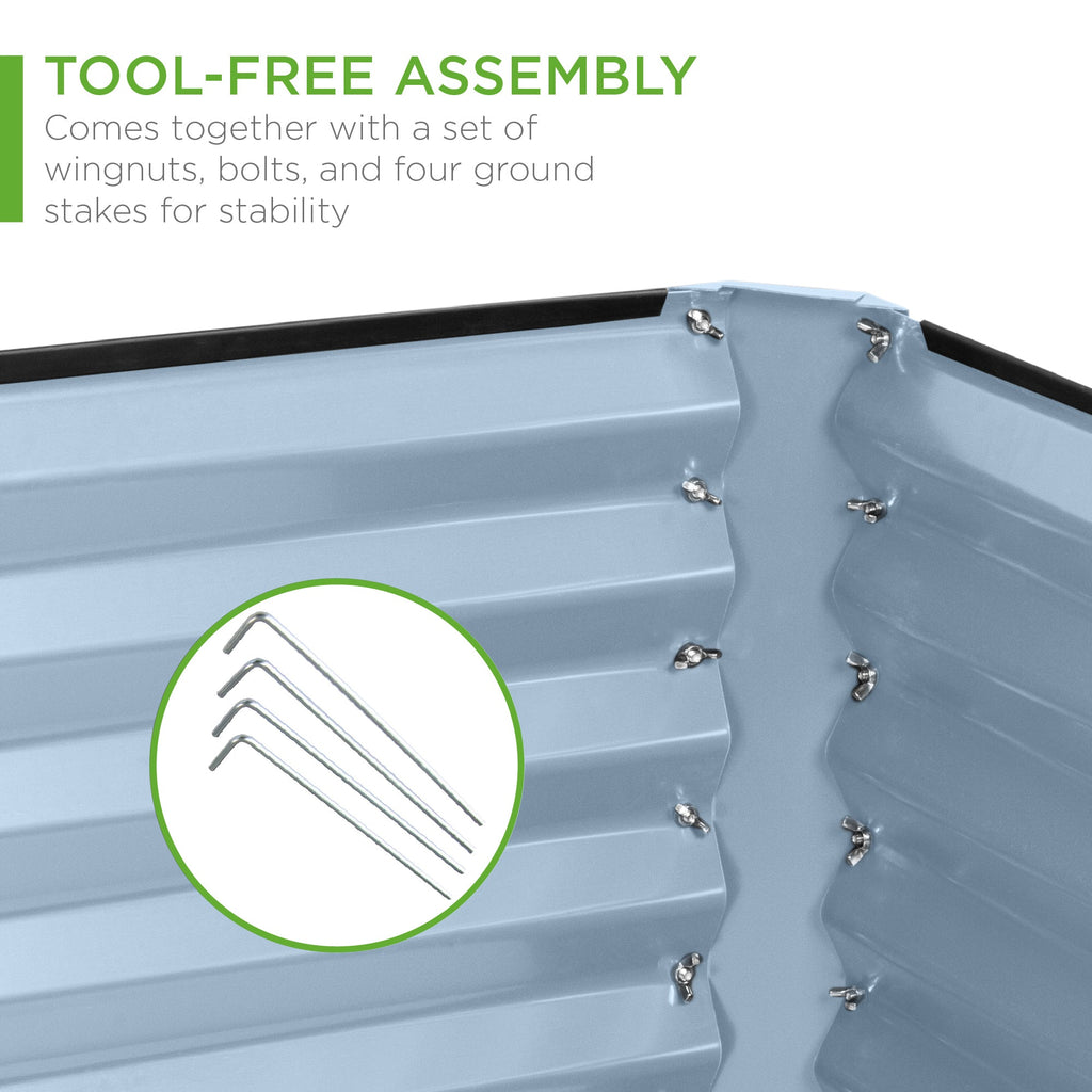 Outdoor Metal Raised Garden Bed for Vegetables, Flowers, Herbs - 6x3x2ft