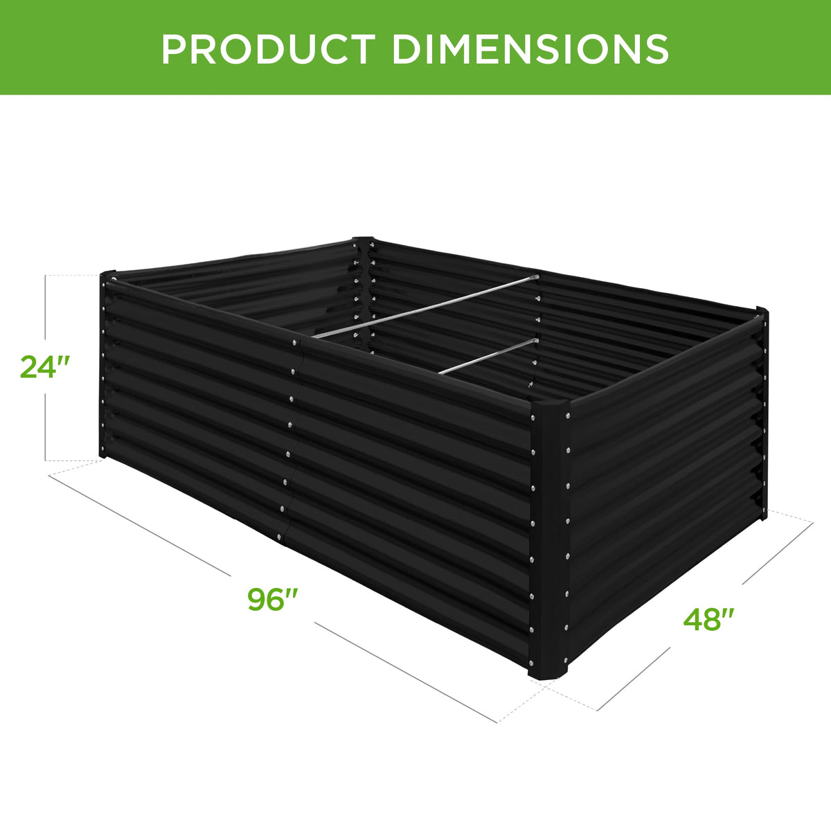 Outdoor Metal Raised Garden Bed for Vegetables, Flowers, Herbs - 8x4x2ft