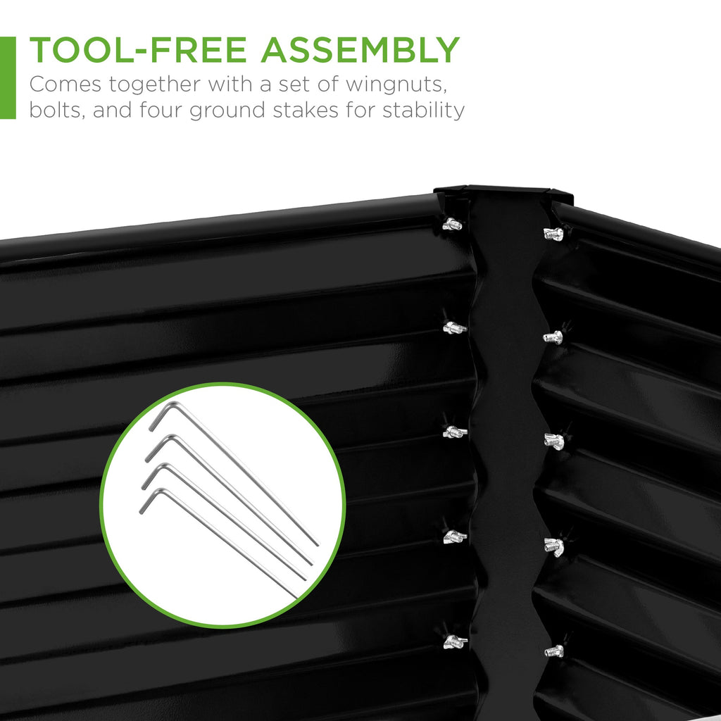 Outdoor Metal Raised Garden Bed for Vegetables, Flowers, Herbs - 8x4x2ft