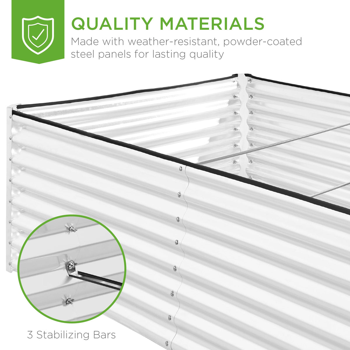 Outdoor Metal Raised Garden Bed for Vegetables, Flowers, Herbs - 8x4x2ft