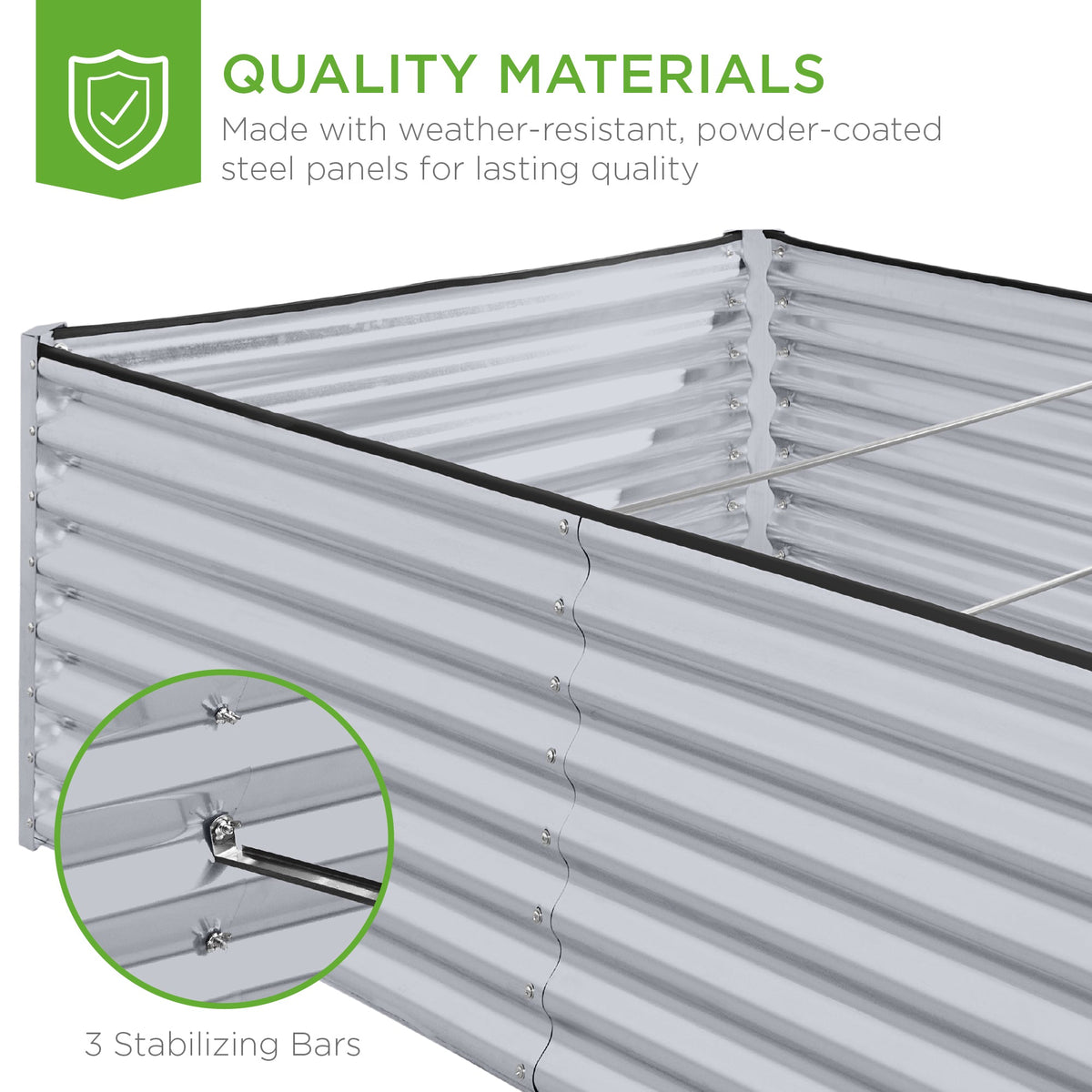Outdoor Metal Raised Garden Bed for Vegetables, Flowers, Herbs - 8x4x2ft