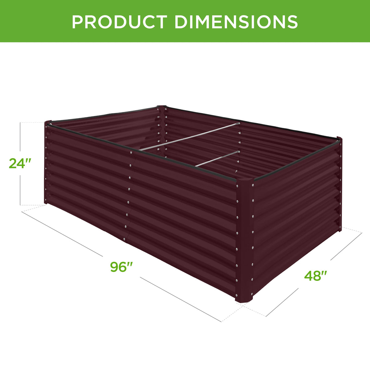 Outdoor Metal Raised Garden Bed for Vegetables, Flowers, Herbs - 8x4x2ft