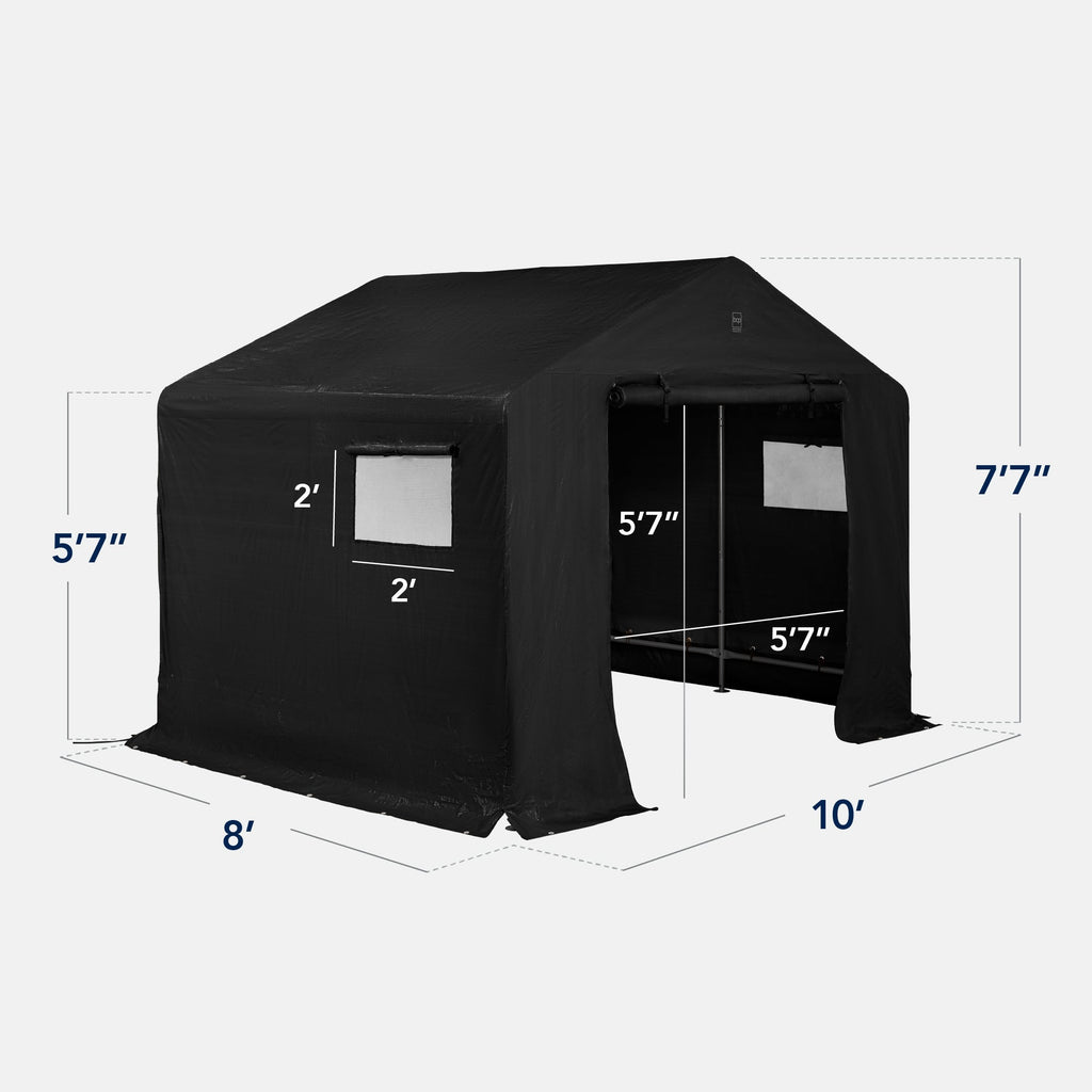 Outdoor Fabric Storage Shed w/ Metal Frame, Dual Zipper Doors - 10x8ft