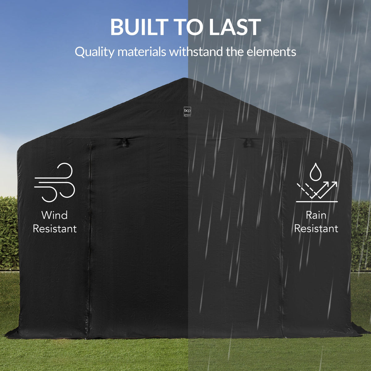 Outdoor Fabric Storage Shed w/ Metal Frame, Dual Zipper Doors - 10x8ft