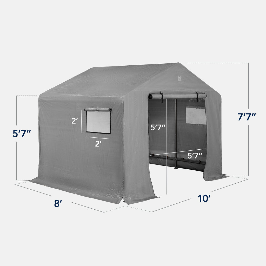 Outdoor Fabric Storage Shed w/ Metal Frame, Dual Zipper Doors - 10x8ft