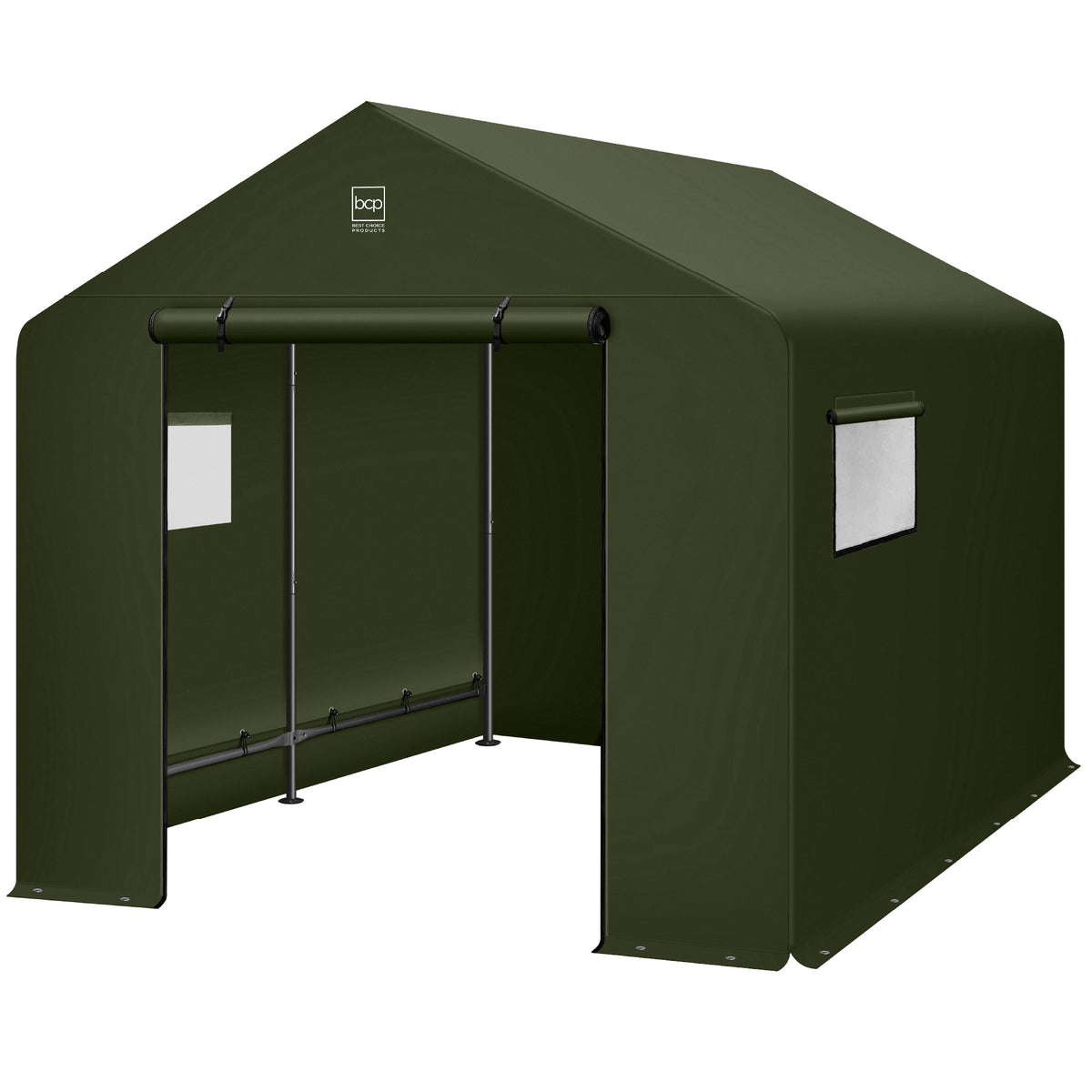 Outdoor Fabric Storage Shed w/ Metal Frame, Dual Zipper Doors - 10x8ft