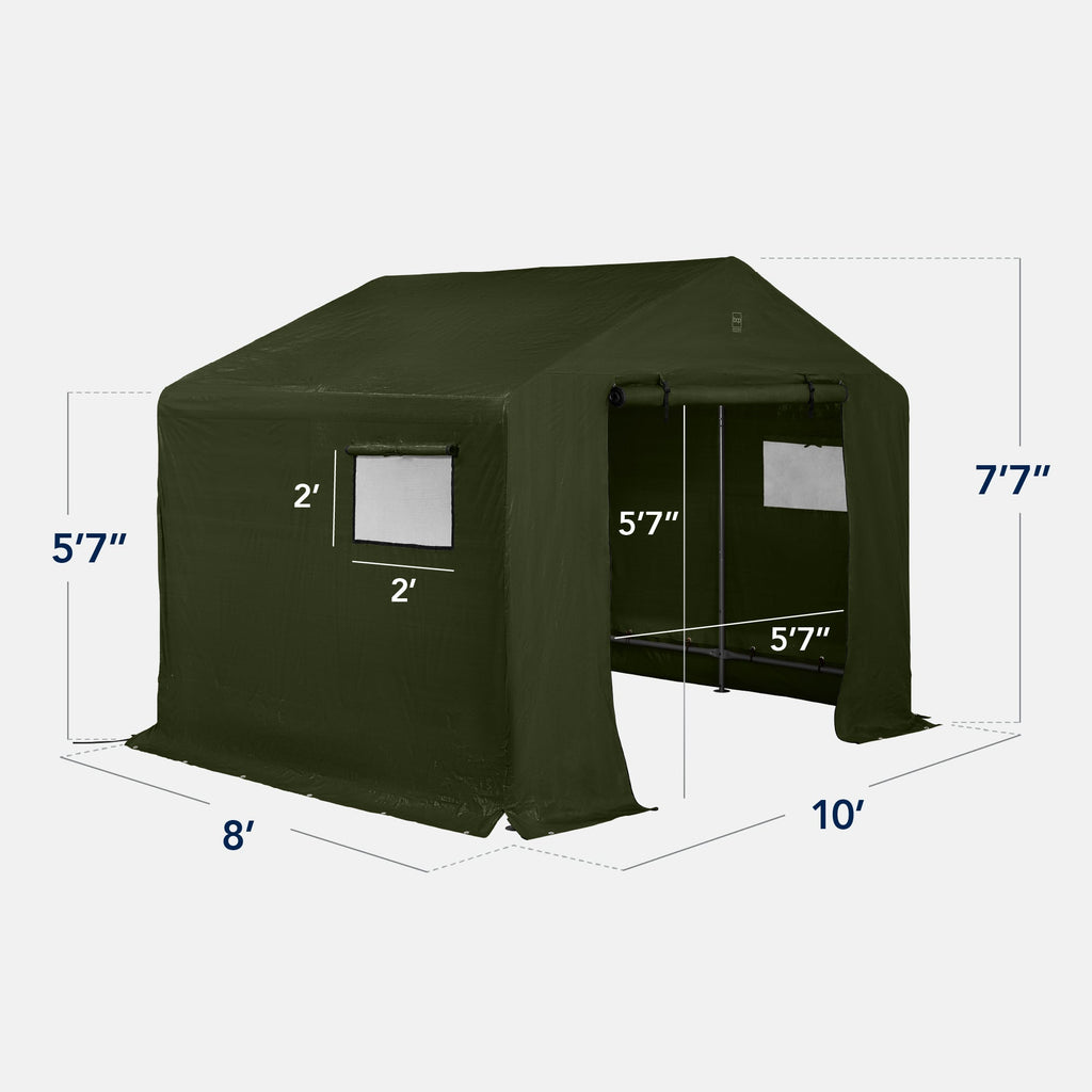 Outdoor Fabric Storage Shed w/ Metal Frame, Dual Zipper Doors - 10x8ft