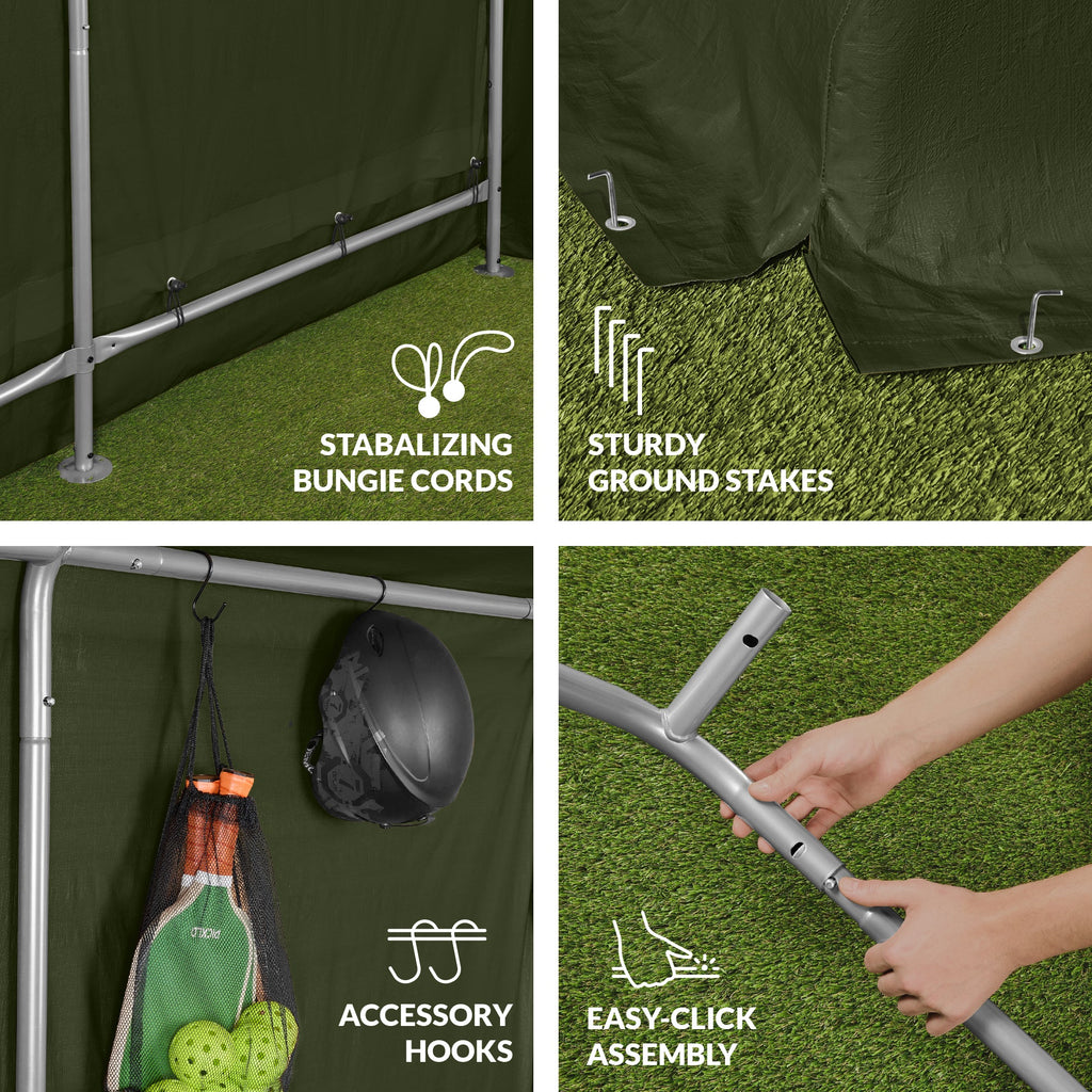 Outdoor Fabric Storage Shed w/ Metal Frame, Dual Zipper Doors - 10x8ft