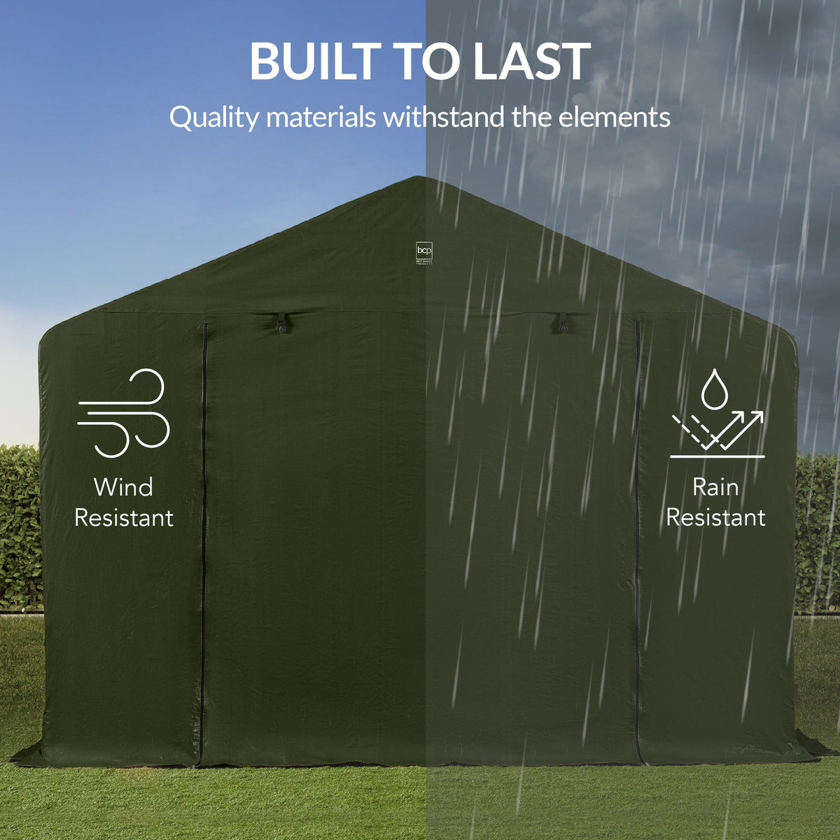 Outdoor Fabric Storage Shed w/ Metal Frame, Dual Zipper Doors - 10x8ft