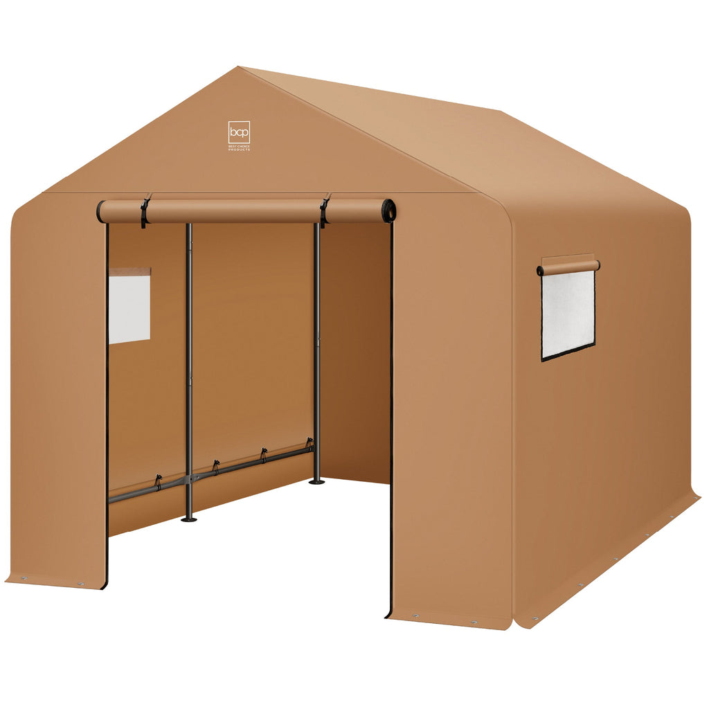 Outdoor Fabric Storage Shed w/ Metal Frame, Dual Zipper Doors - 10x8ft