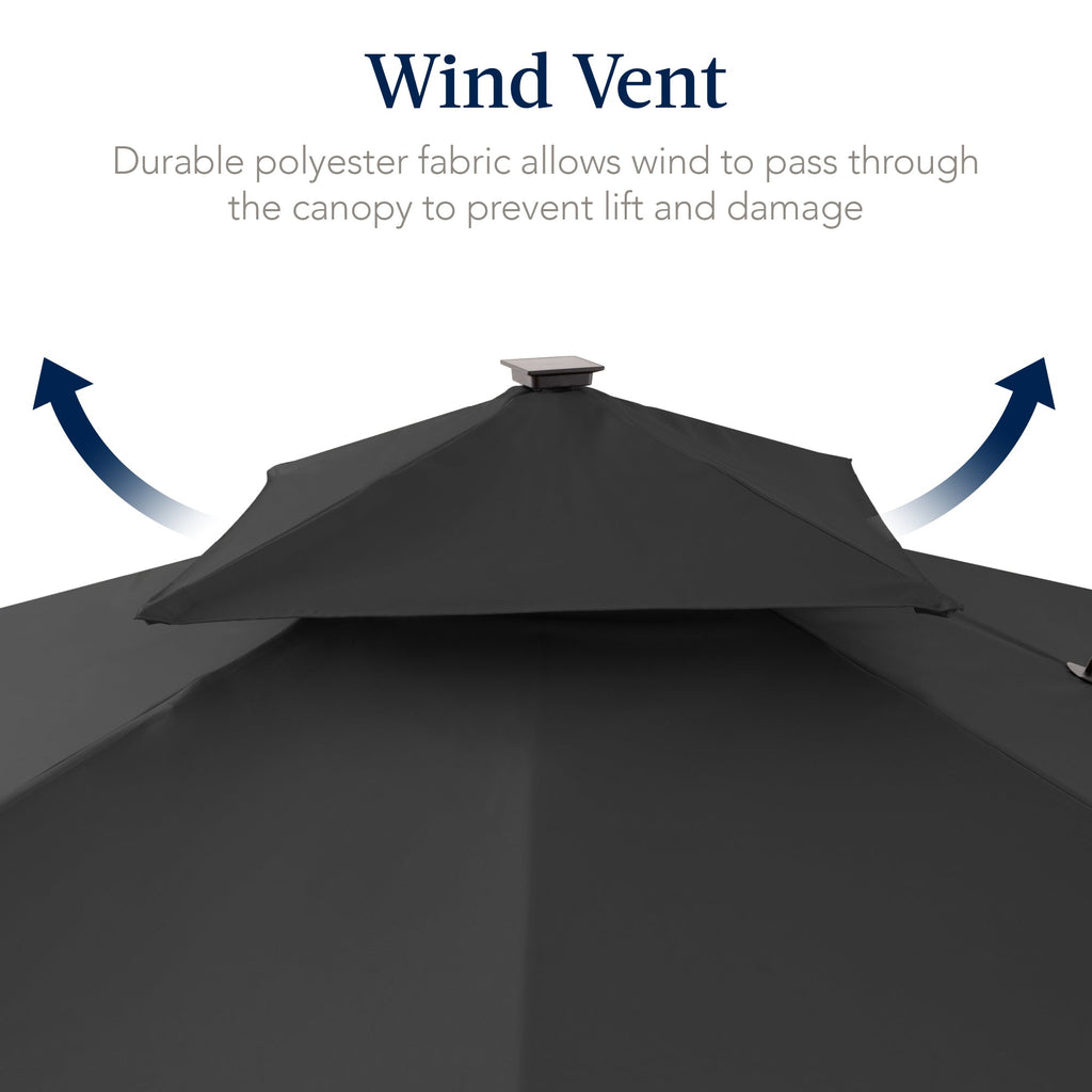 12x12ft 2-Tier Outdoor Solar LED Cantilever Patio Umbrella