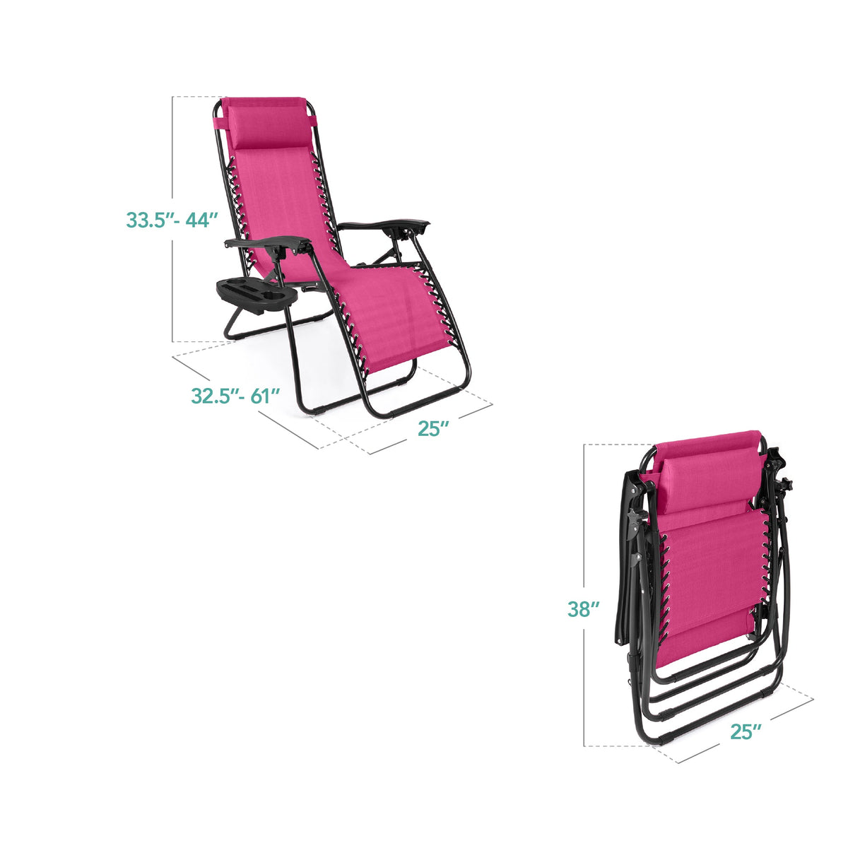 Set of 2 Adjustable Zero Gravity Patio Chair Recliners w/ Cup Holders