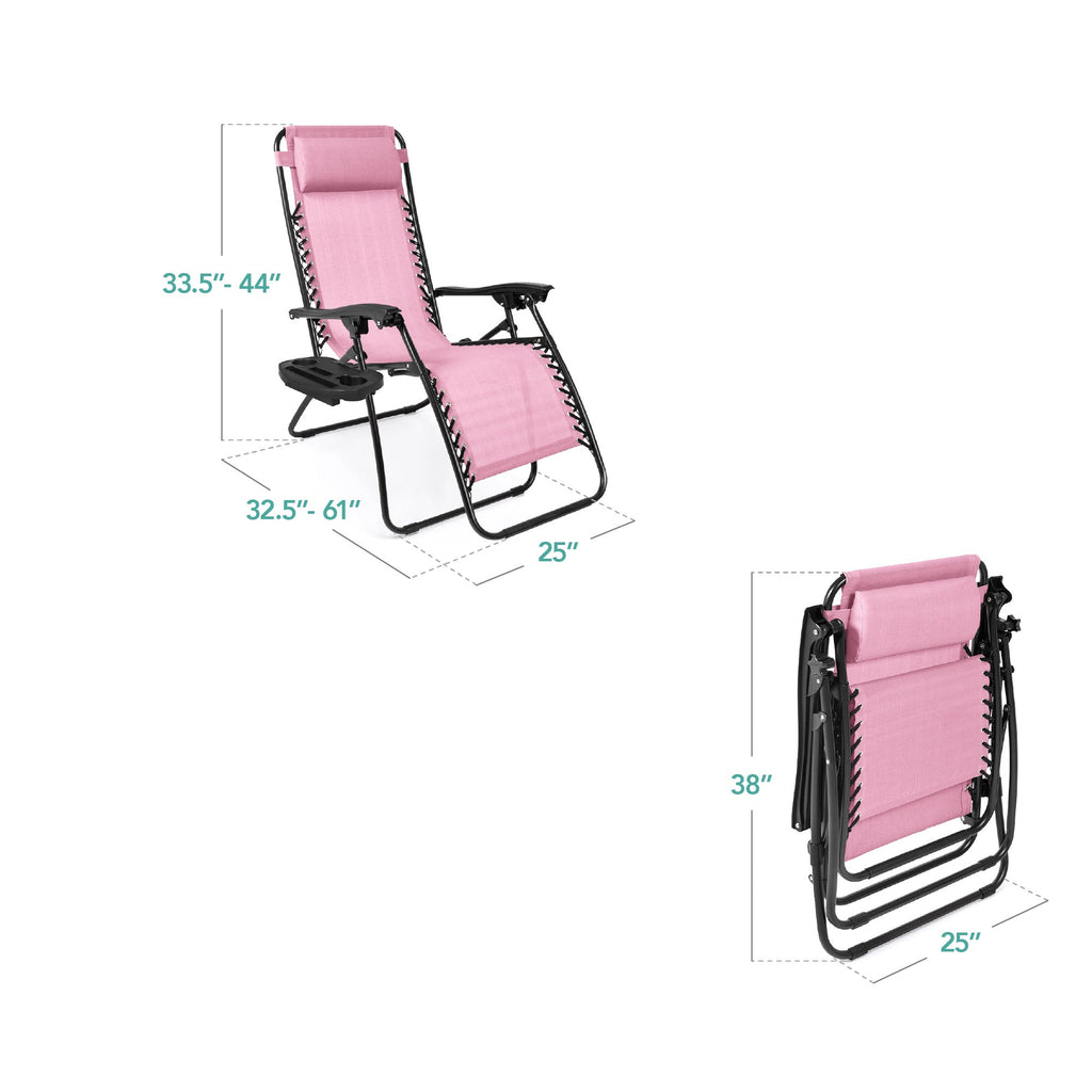 Set of 2 Adjustable Zero Gravity Patio Chair Recliners w/ Cup Holders