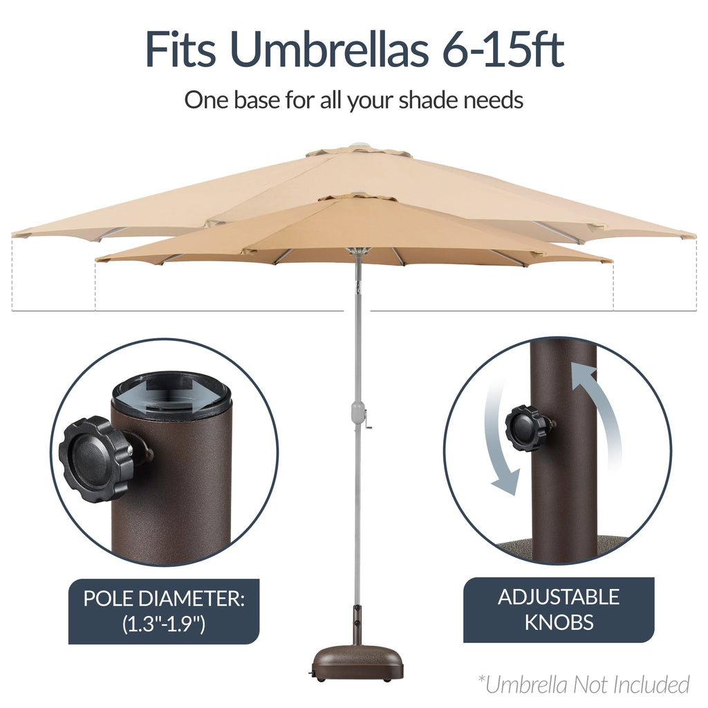 123lb Capacity Fillable Mobile Umbrella Base w/ 4 wheels - Dome Square