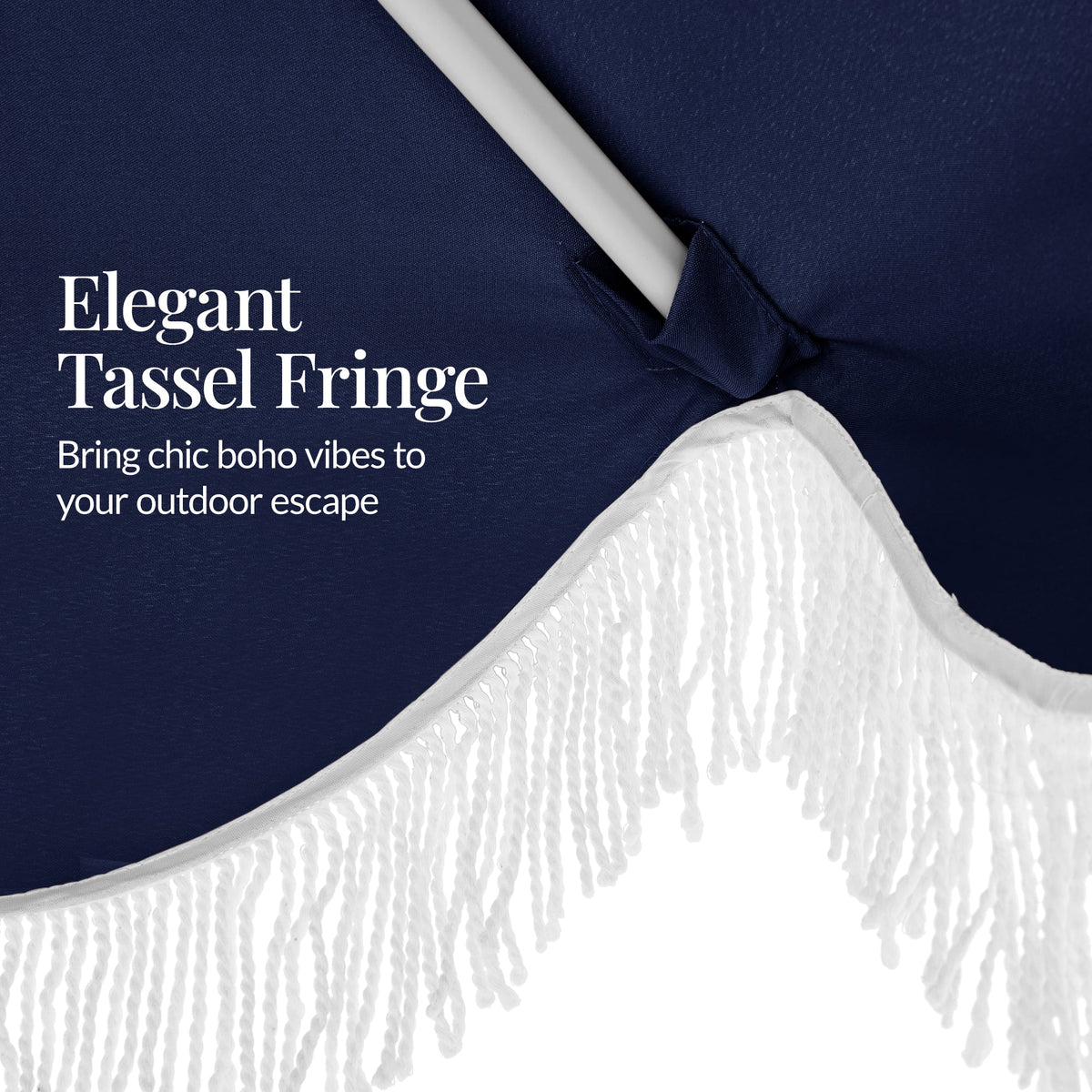 7.5ft Boho Fringe Umbrella  Tilt, UPF50+, Steel Pole