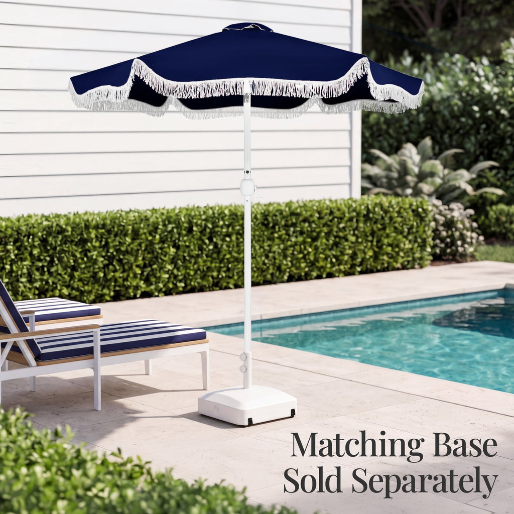 7.5ft Boho Fringe Umbrella  Tilt, UPF50+, Steel Pole