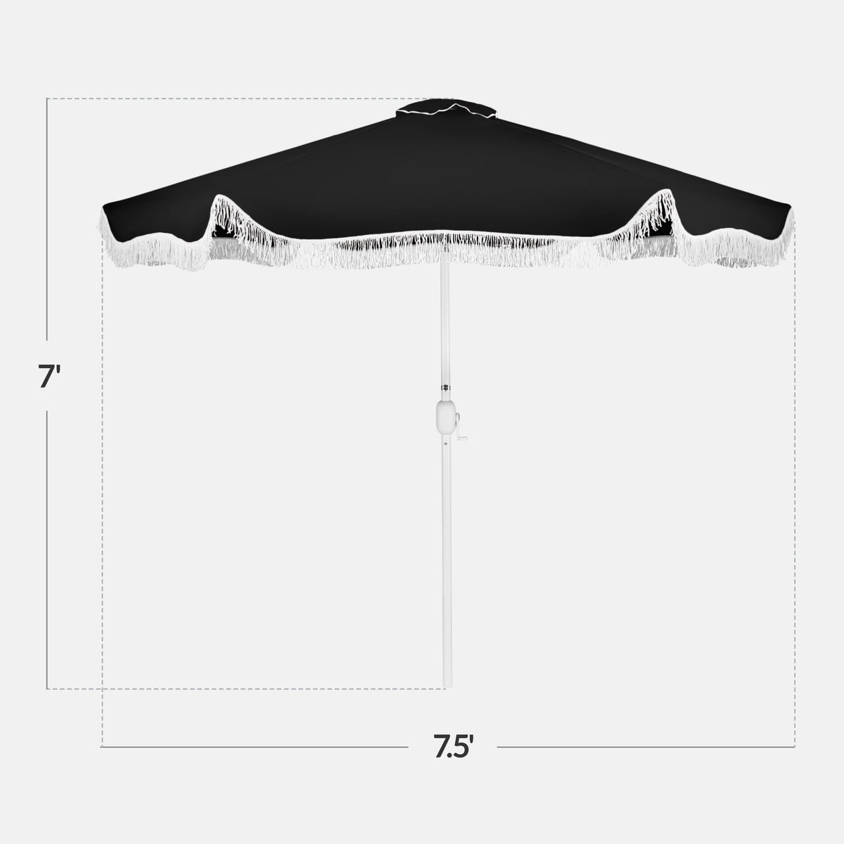 7.5ft Boho Fringe Umbrella  Tilt, UPF50+, Steel Pole