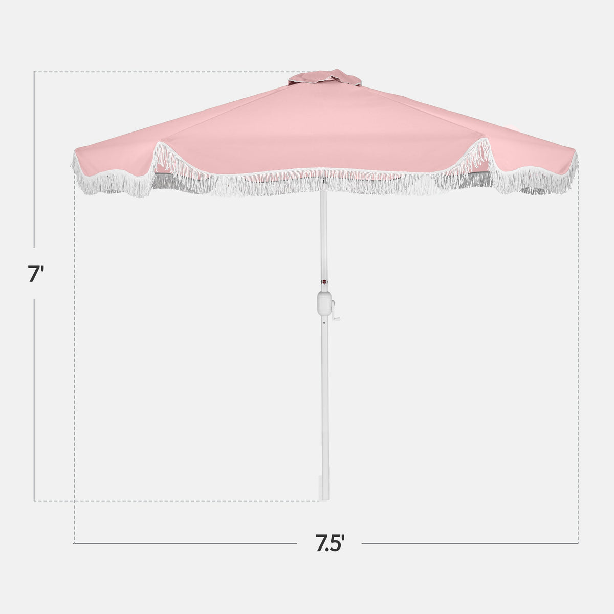 7.5ft Boho Fringe Umbrella  Tilt, UPF50+, Steel Pole