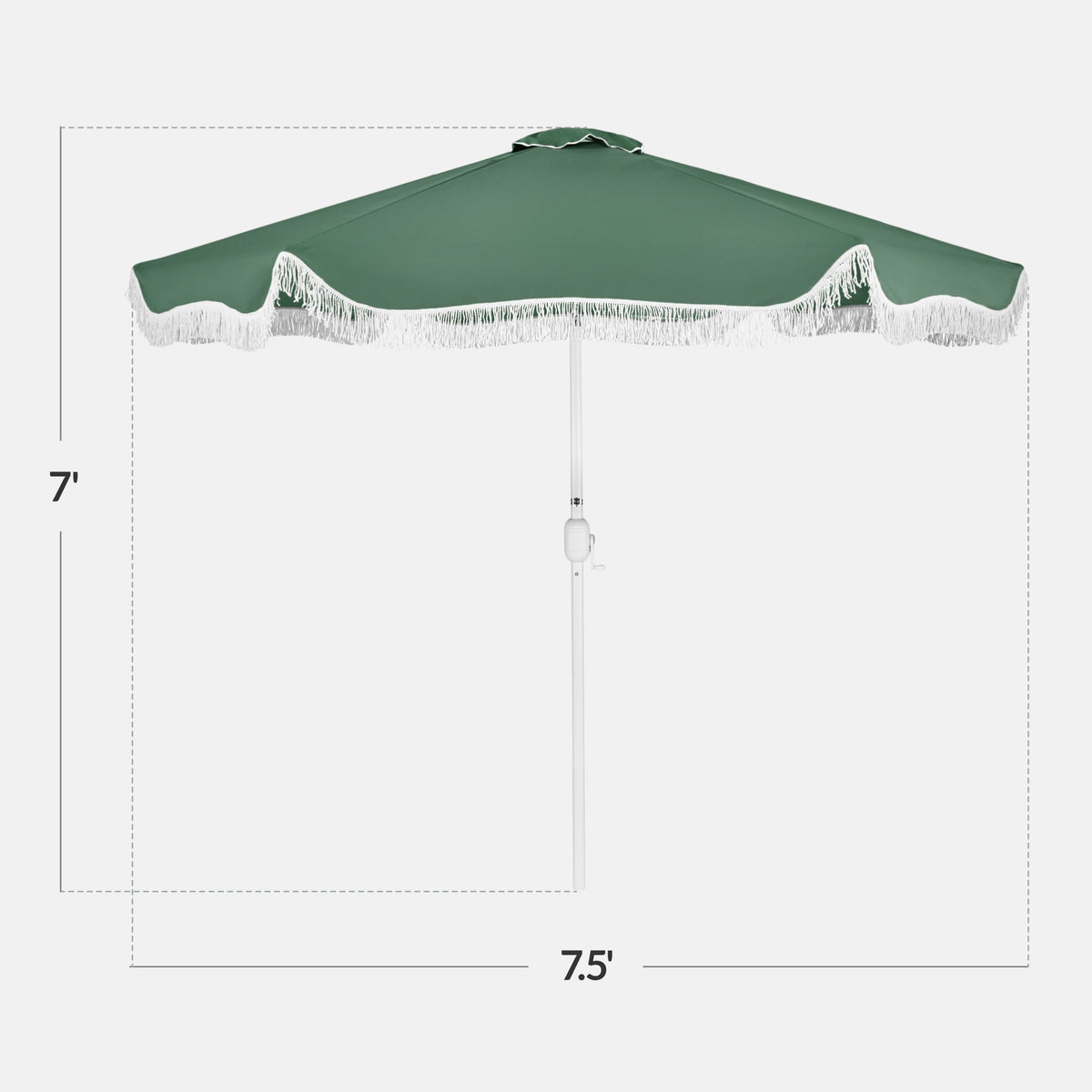 7.5ft Boho Fringe Umbrella  Tilt, UPF50+, Steel Pole