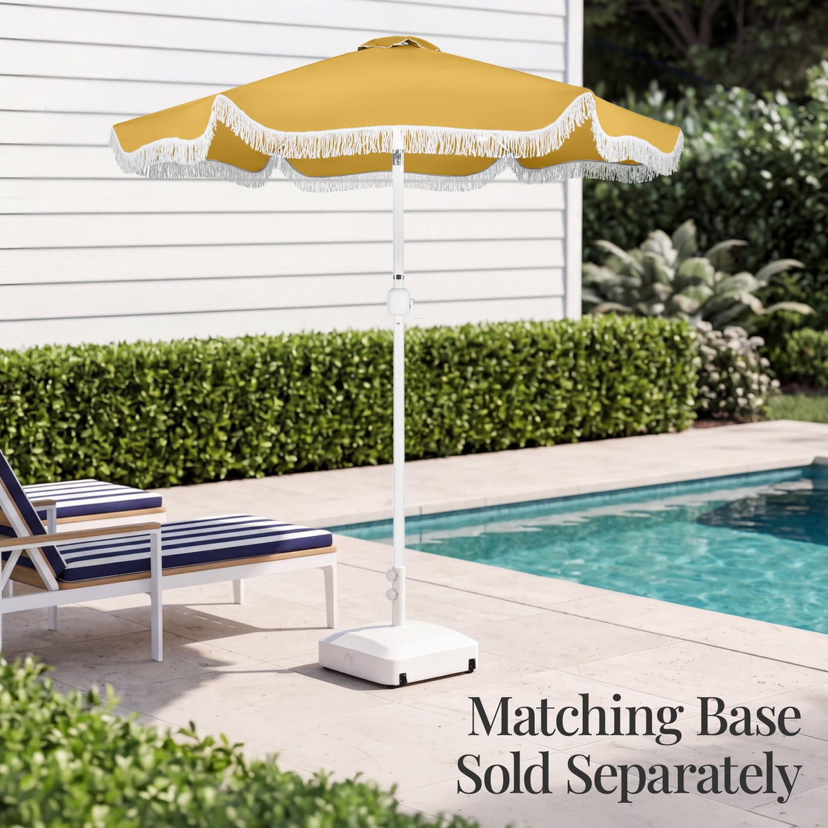 7.5ft Boho Fringe Umbrella  Tilt, UPF50+, Steel Pole