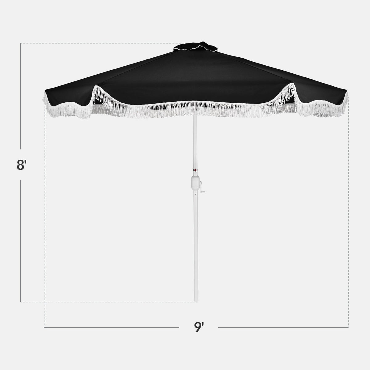9ft Boho Fringe Umbrella  Tilt, UPF50+, Steel Pole