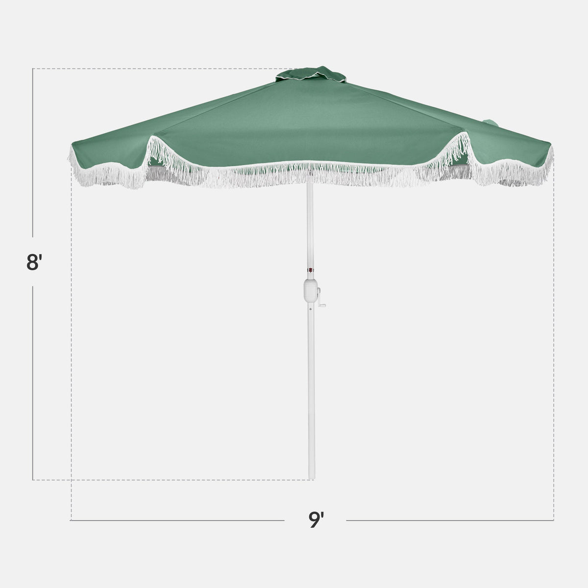 9ft Boho Fringe Umbrella  Tilt, UPF50+, Steel Pole