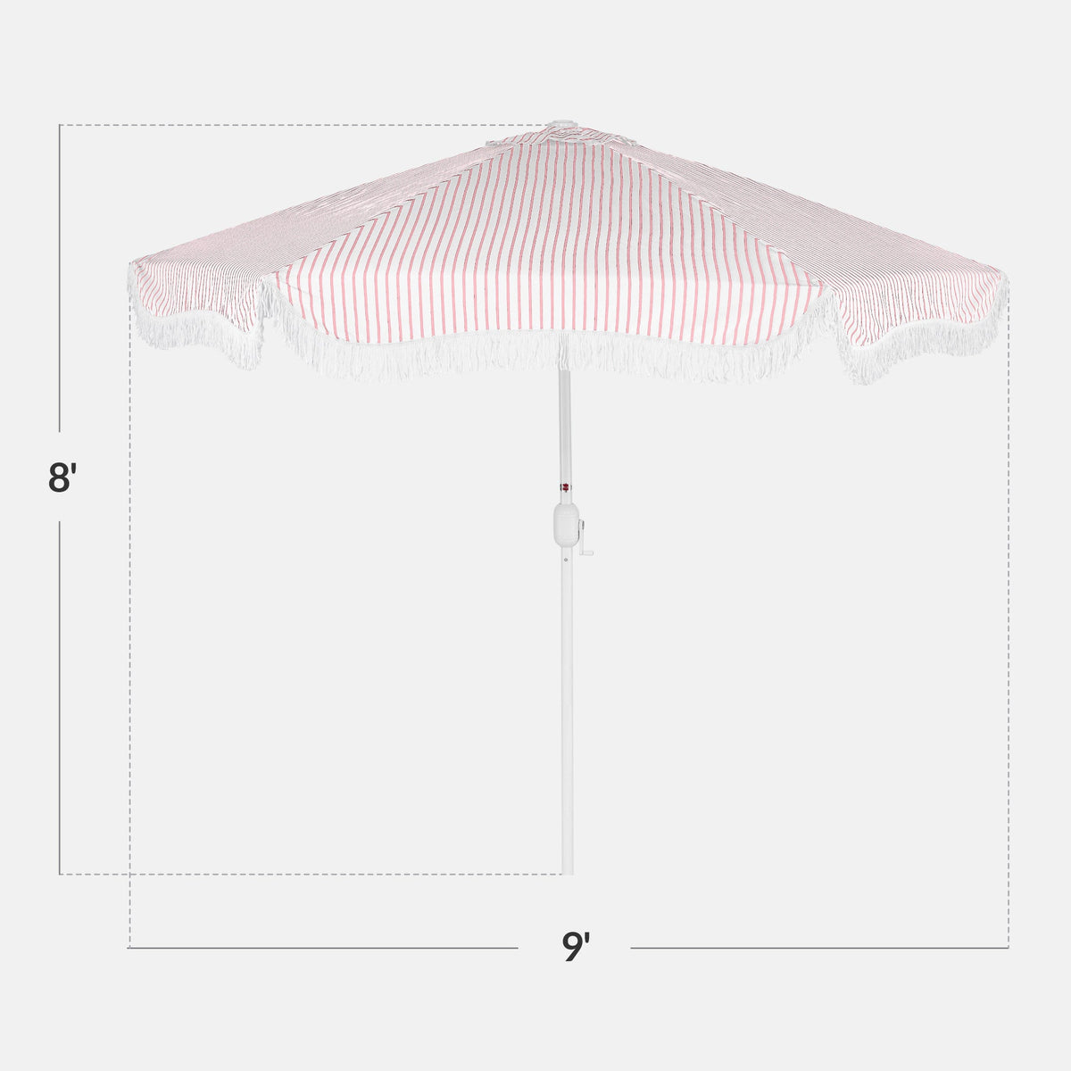 9ft Boho Fringe Umbrella  Tilt, UPF50+, Steel Pole