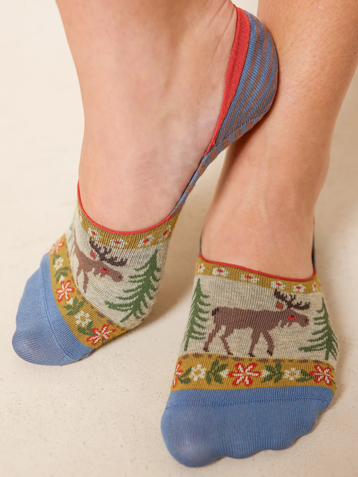 No Show Socks, Set of 2 - Tan Moose