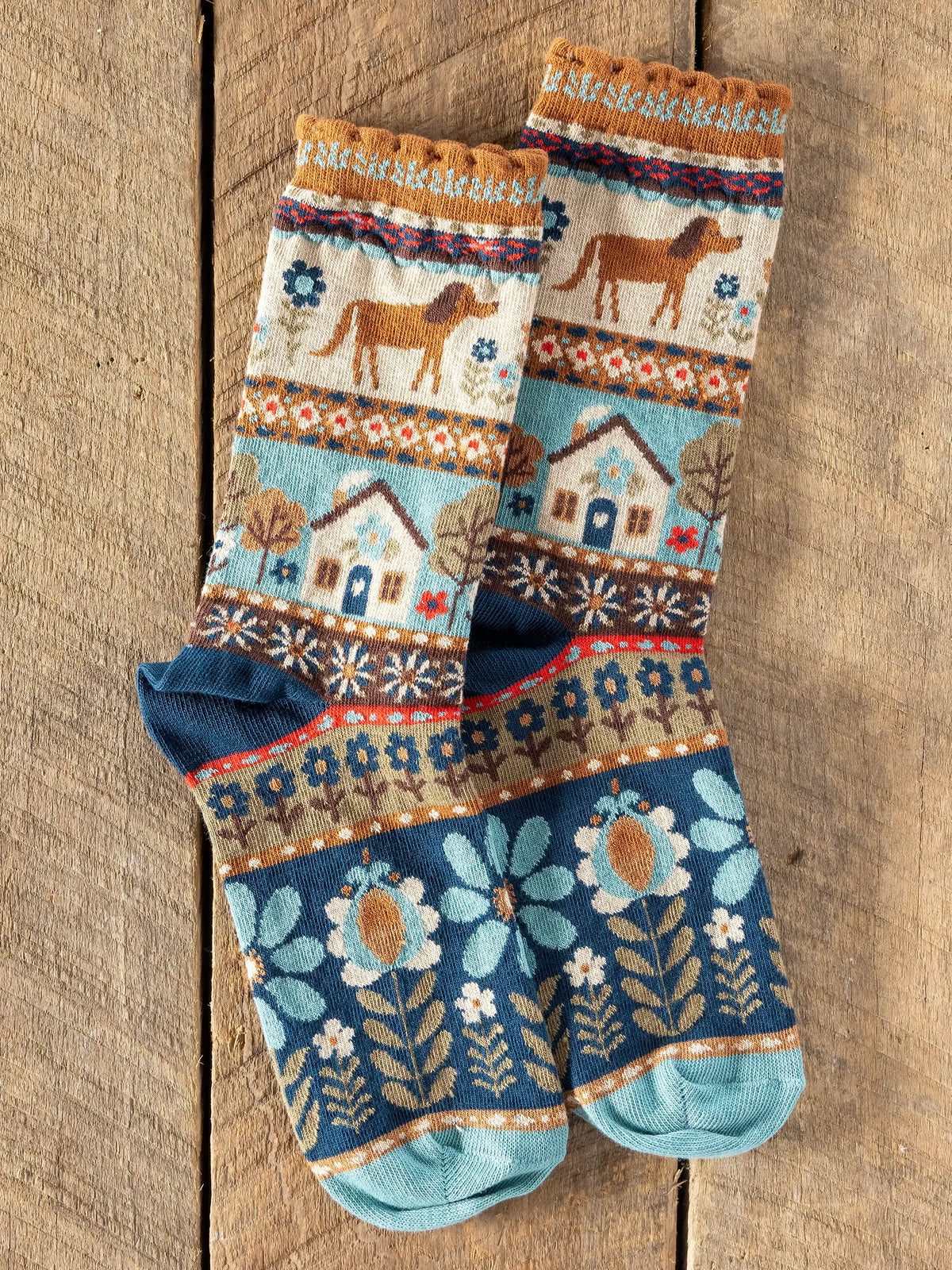 Boho Socks - Cream Dog