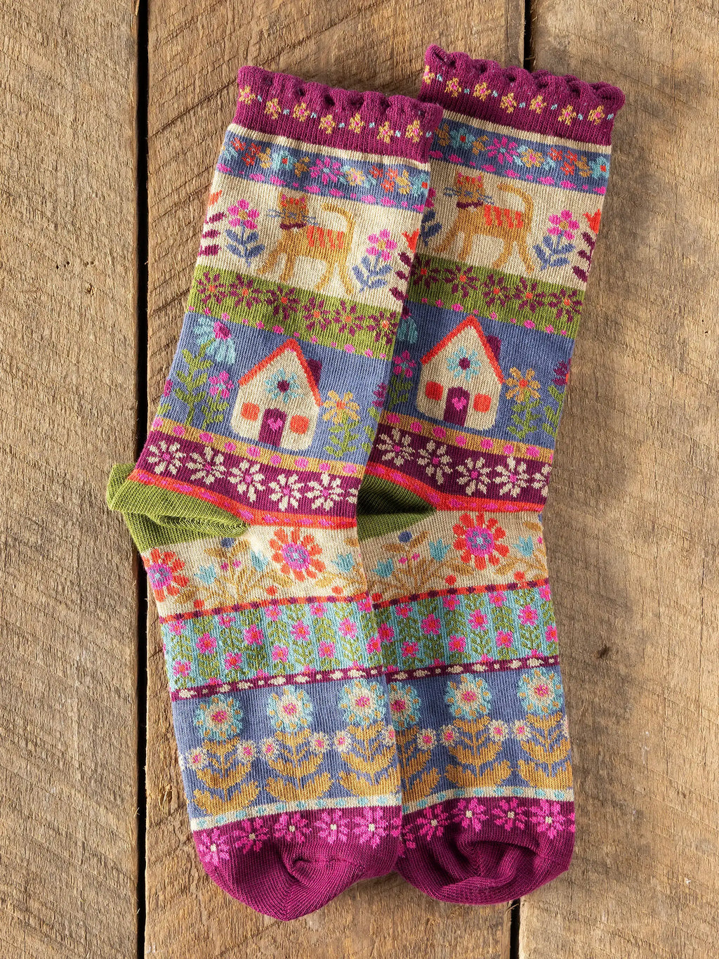 Boho Socks - Cream Cat