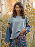 Knit Trim Sweatshirt - Dove Grey