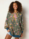 Oversized Printed Hoodie - English Garden Charcoal