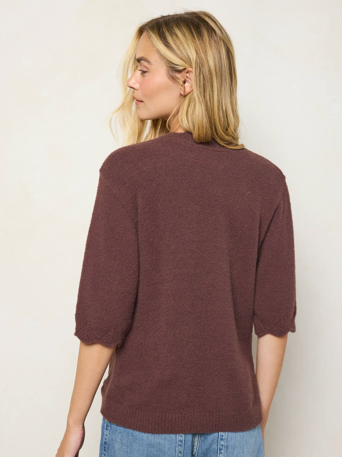 Dora Embroidered Sweater Top - Brown