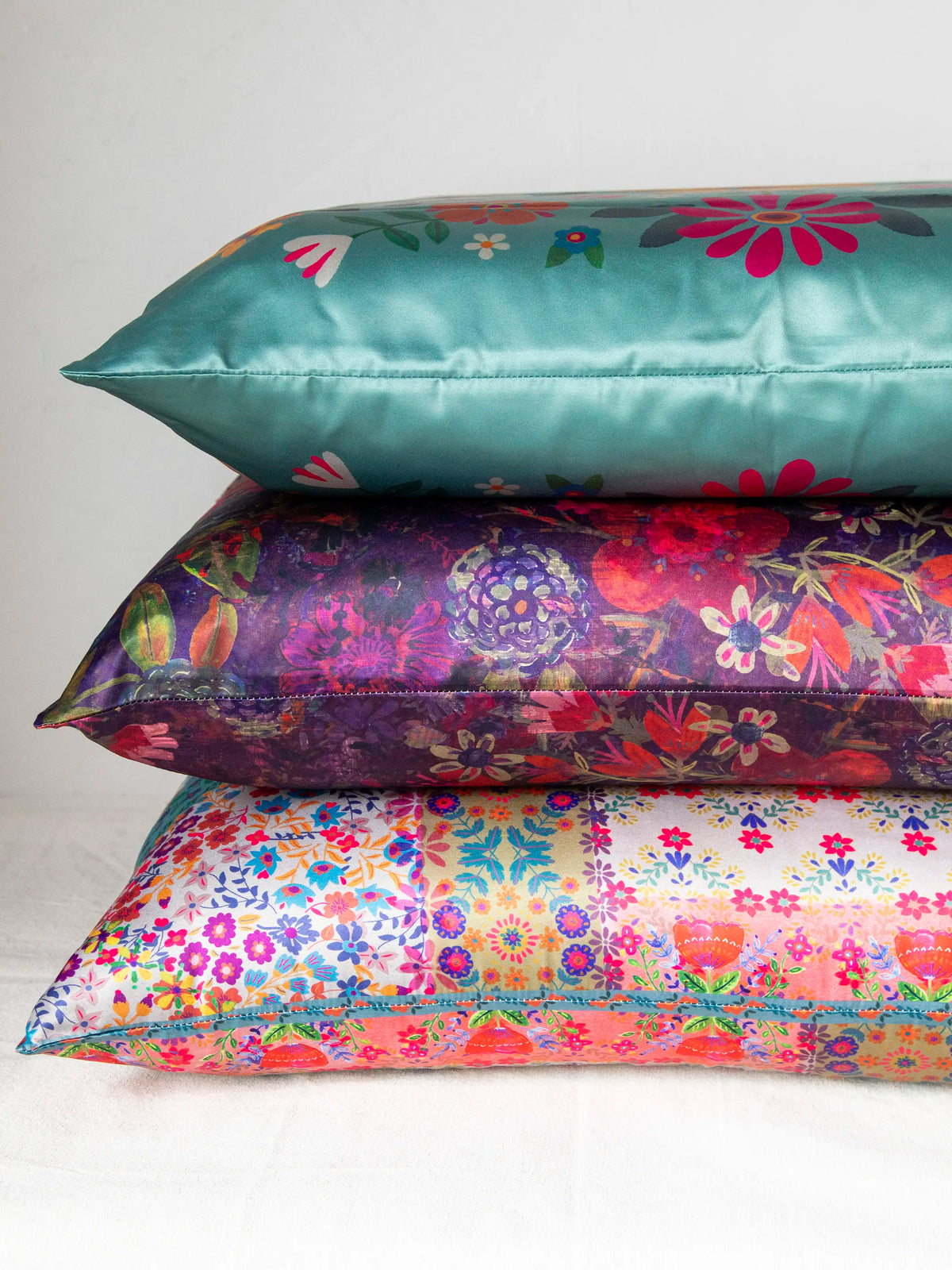 Satin Pillowcase - Dark Floral Garden