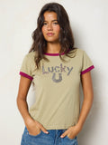 Ringer Cotton Baby Tee Shirt - Lucky