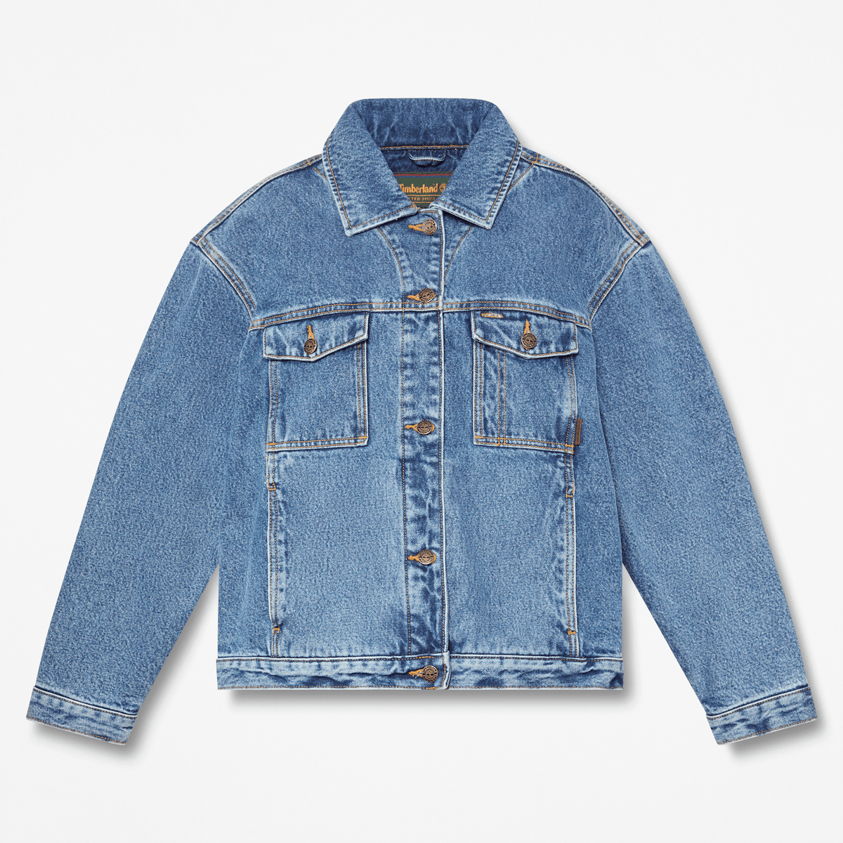 Womens Archive Insulated Denim Jacket TBL Harbour Blue Marble Wash HERO