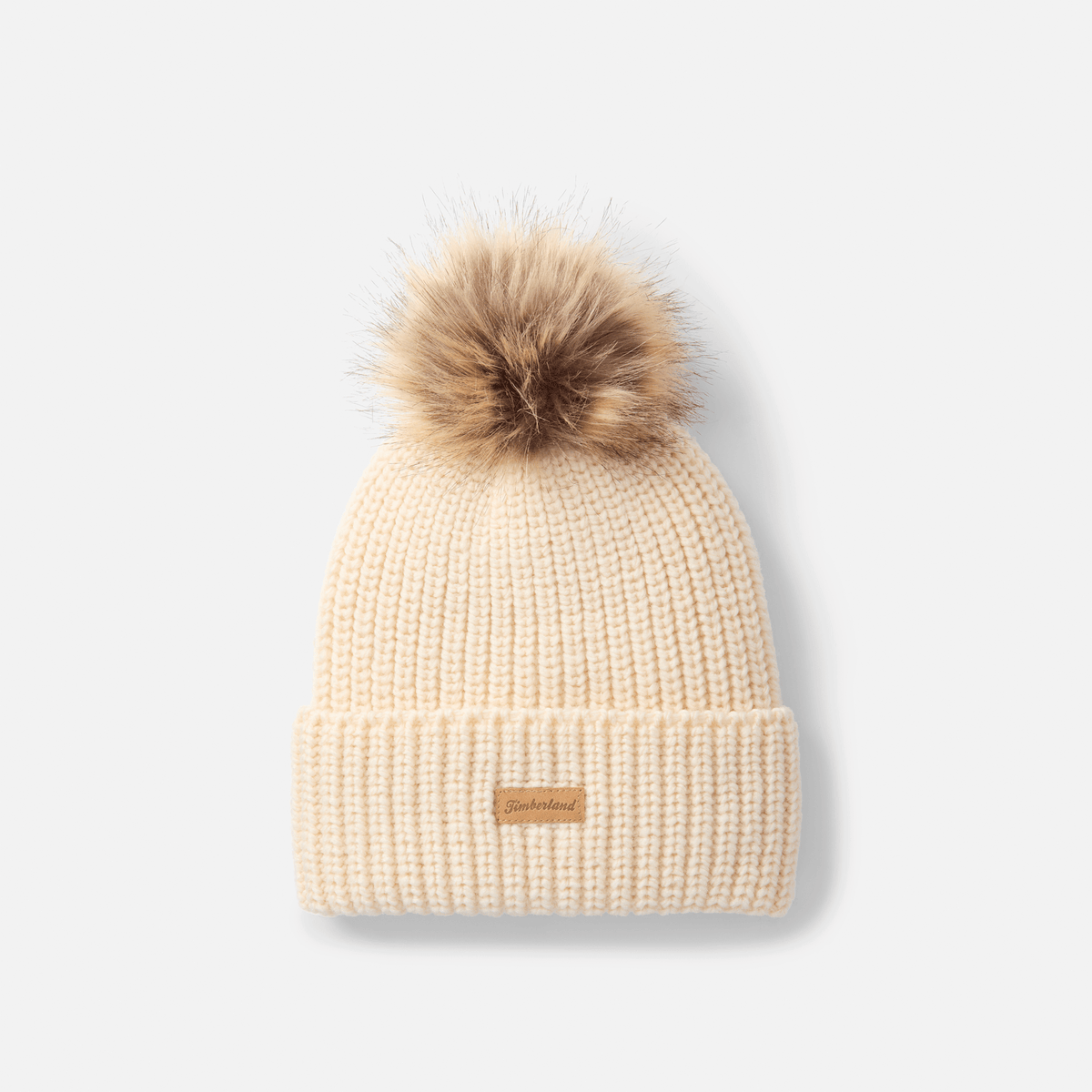 Womens Chunky Knit Pom Beanie TBL White Smoke HERO