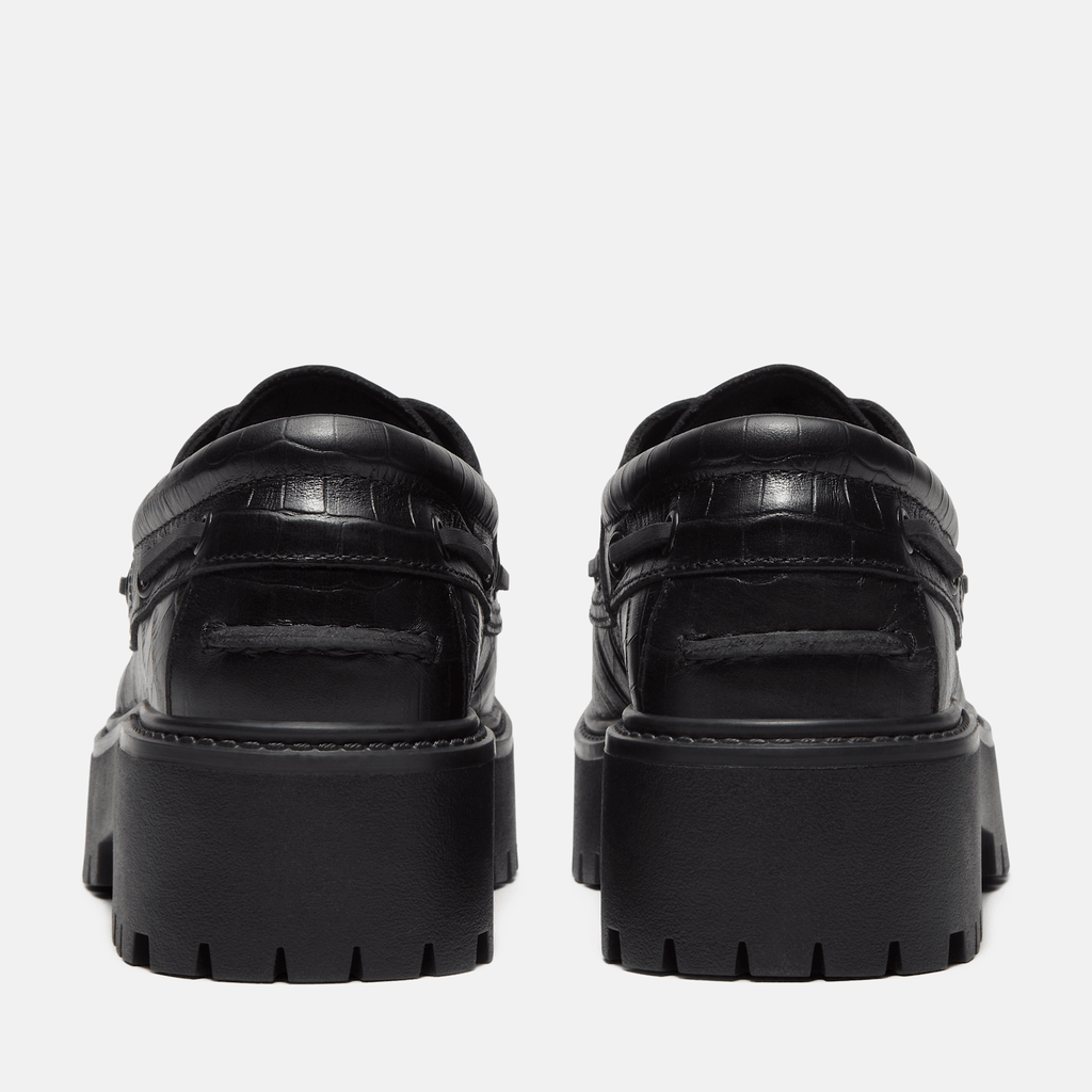 Womens Stone Street Platform Boat Shoe TBL Black FullGrain Croc ALT5