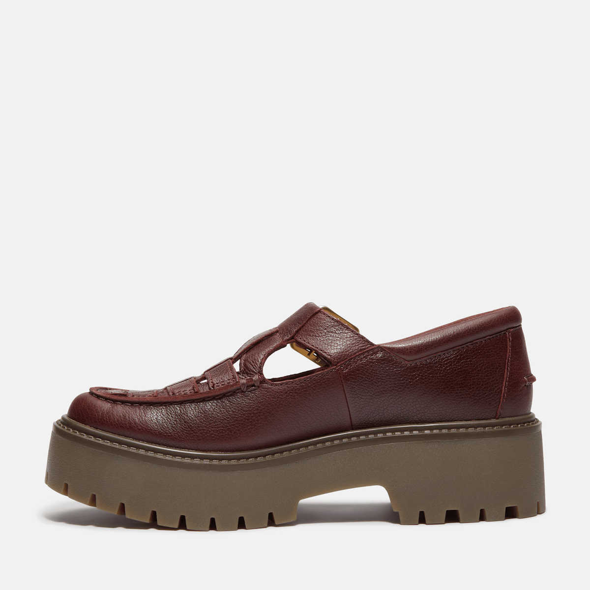 Womens Stone Street Platform Buckle Shoe TBL Burgundy FullGrain ALT6