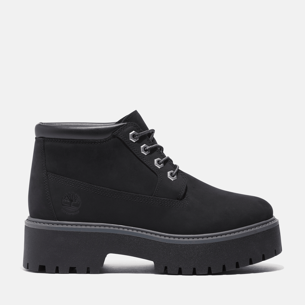 Womens Stone Street Waterproof Platform Chukka TBL Black Nubuck HERO