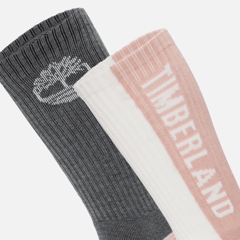 Womens Timberland 2Pack ColorBlock Crew Sock TBL Cameo Rose ALT2
