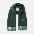 Womens Woven Tassel Scarf TBL Darkest Green HERO