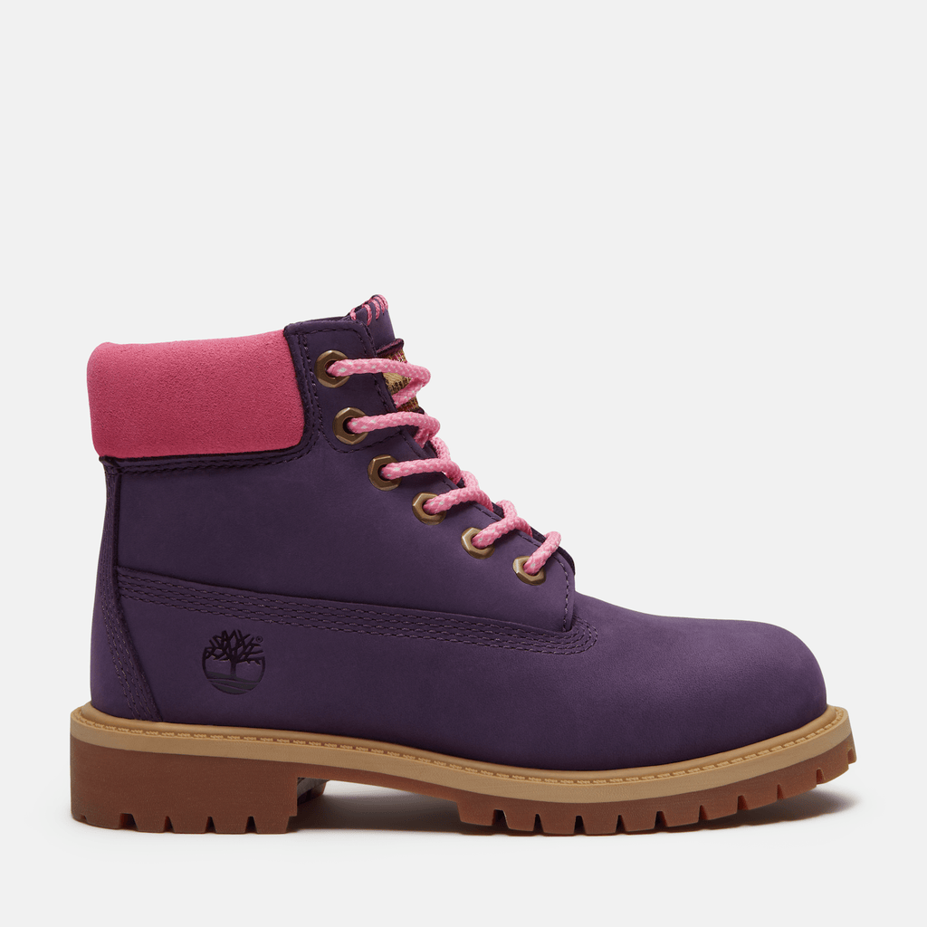 Youth Timberland Premium 6Inch Waterproof Boot TBL Dark Purple NubuckPink HERO