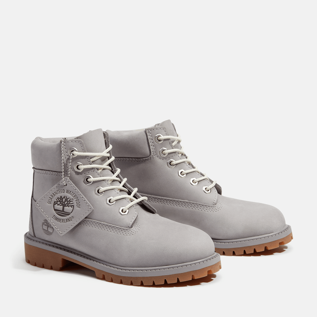 Youth Timberland Premium 6Inch Waterproof Boot TBL Medium Grey Nubuck ALT4