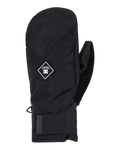 The Men’s Franchise Insulated Mitten by DC Shoes is shown against a plain white background. This single black mitten features a diamond-shaped logo patch on the back, a long cuff, and a small loop near the wrist. Designed for cold weather, these men’s insulated mittens provide warmth and comfort for your hands.