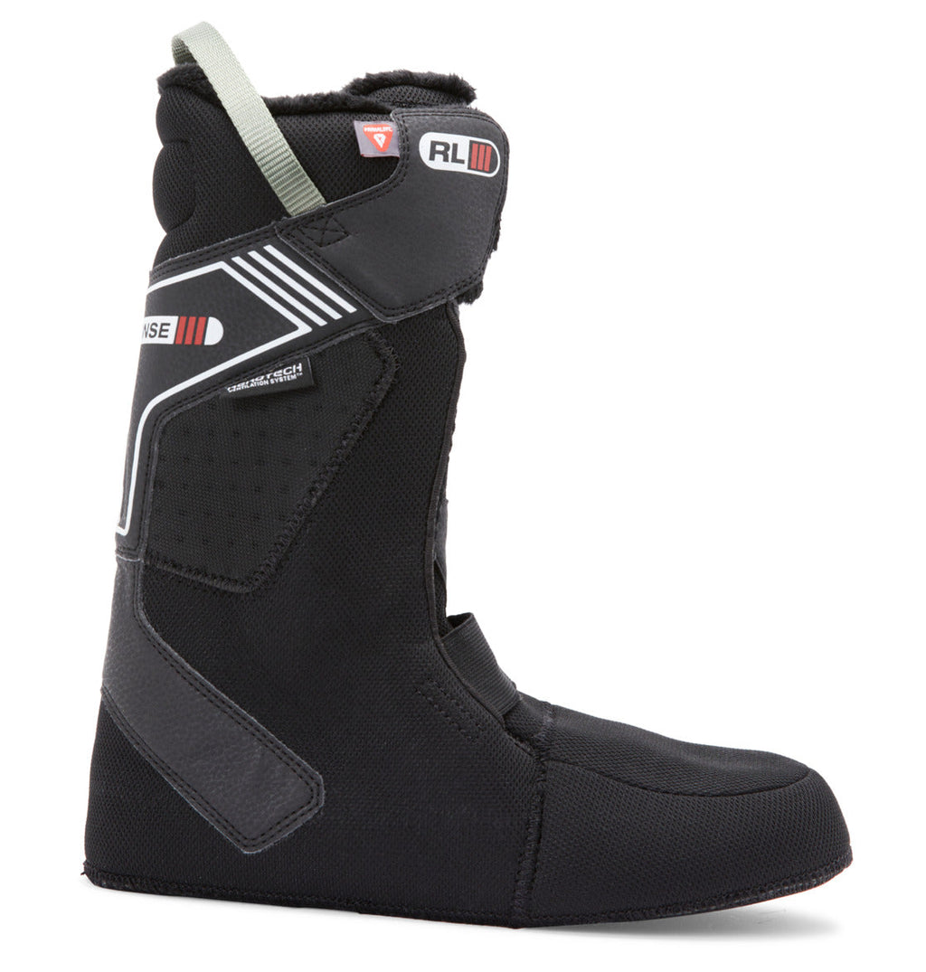 A black liner with reinforced sections, a gray pull loop at the back, and white and red accents near the top complements the advanced features of DC Shoes Men’s Judge BOA® Snowboard Boots. Designed with a sleek, modern aesthetic from textile and synthetic materials, this liner pairs perfectly with features like the Dual Zone BOA® Fit System and Vibram outsole.