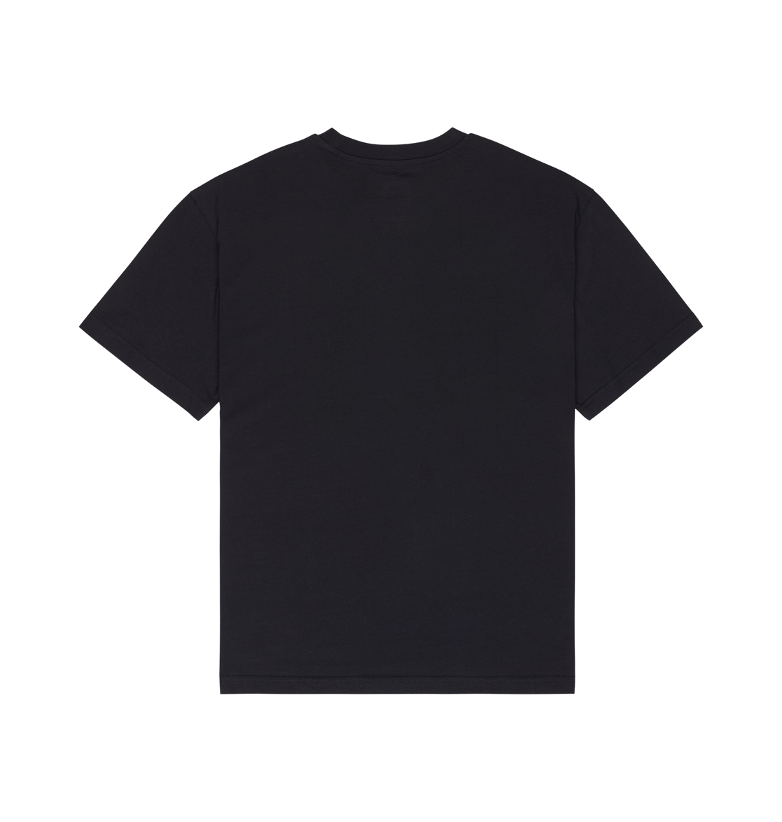 A plain black Men's DC Side Flame Tee by DC Shoes is laid flat on a white background, shown from the back with no visible logos or designs—perfect as a base layer for graphic tee lovers or to wear during casual skate sessions.